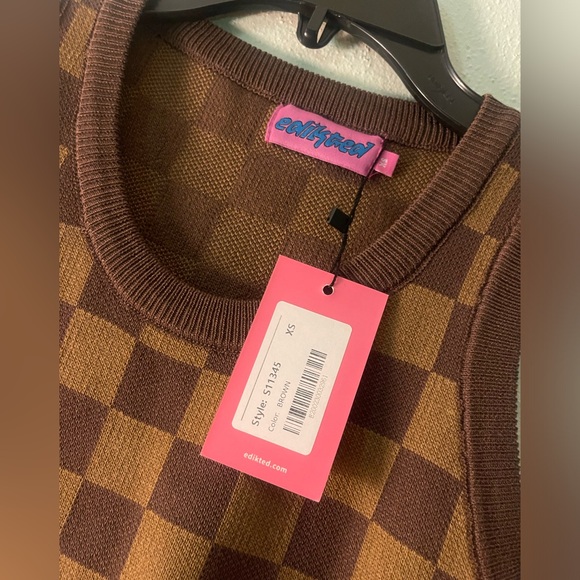 NWT Edikted Checkered Crop Top - Picture 3 of 4